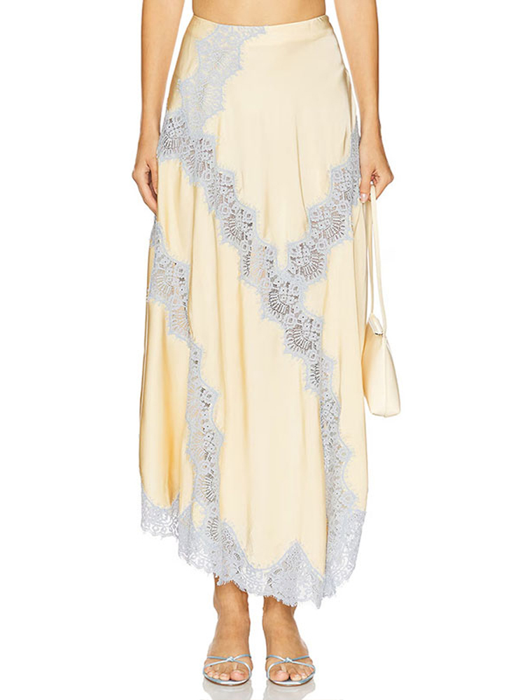 Elastic Lace Trim - Lace Cream Satin Women's Two Piece