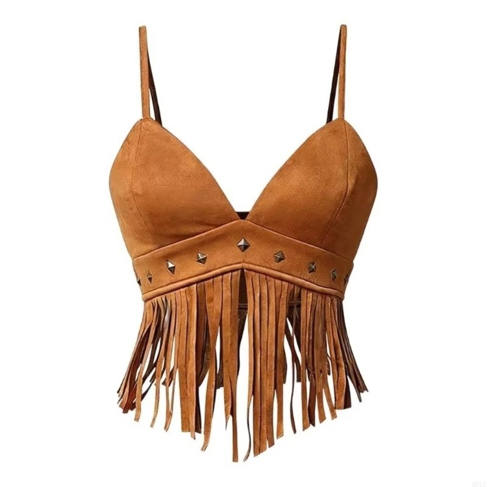 Tassel Fringe Trim - Vintage Faux Suede Women Crop Top