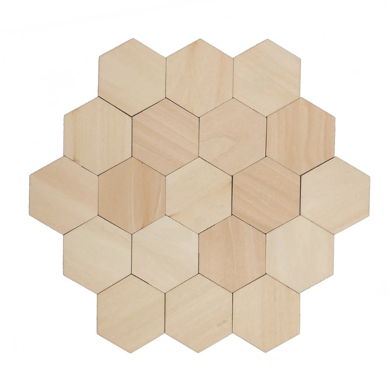 Embellish Craft - 10-120mm Wooden Hexagon Blank Slices Unfinished
