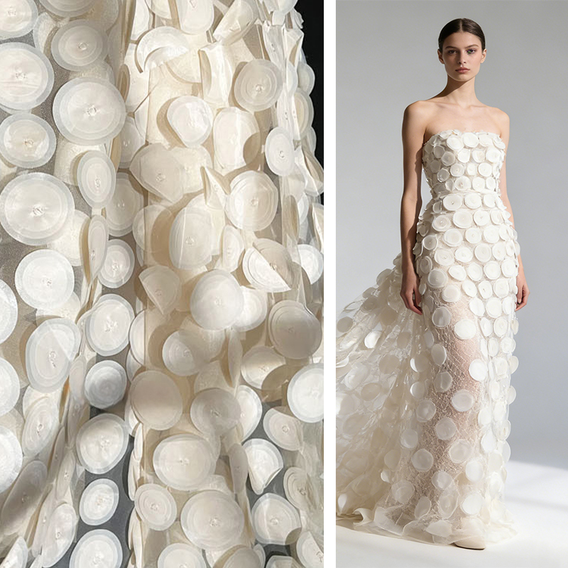 3D Multilayer Circular Cut Per - Crystal Mesh Fabric 评论和价格