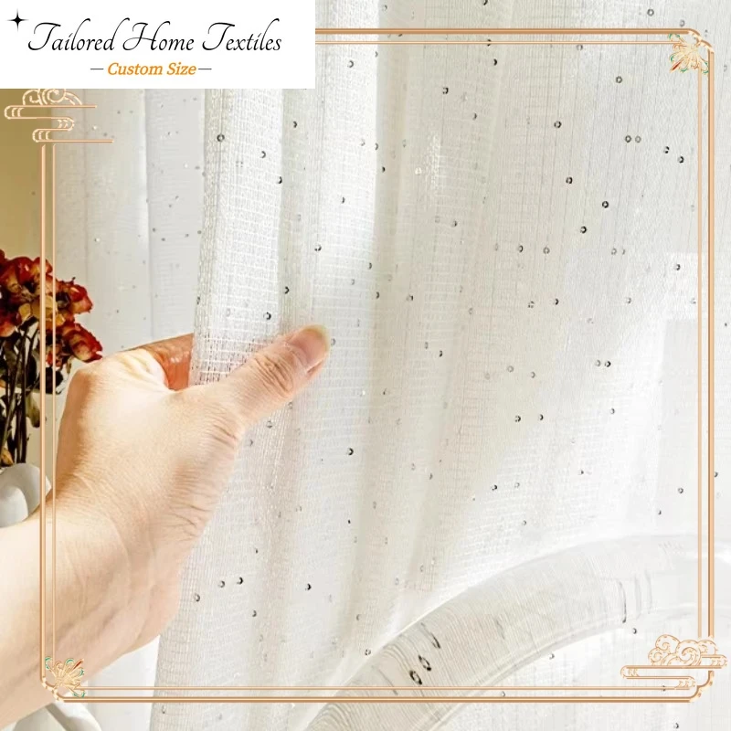 French Sheer Curtains for Livi - Sequin Fabric Panel 评论和价格