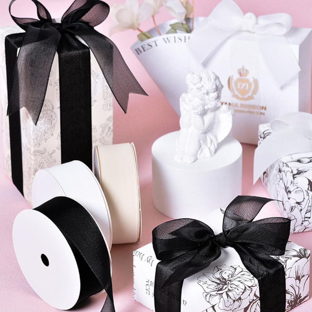 1Inch Black Organza Ribbon Wir - Organza Ribbon Spool 评论和价格