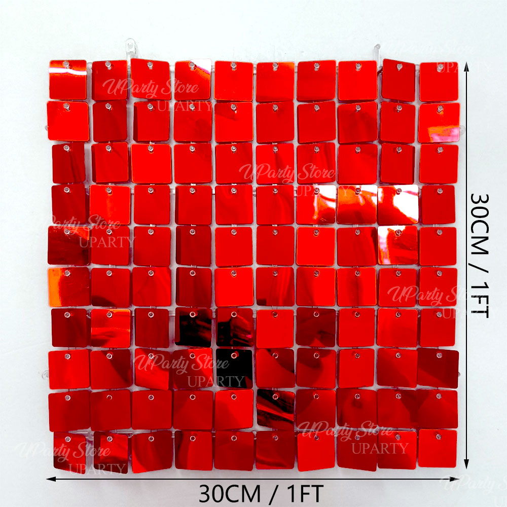 Red Shimmer Wall Backdrop Pane - Sequin Fabric Panel 评论和价格