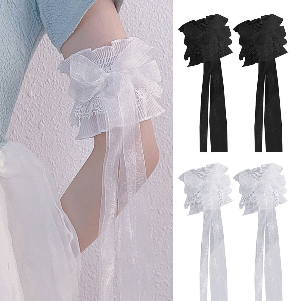 Arm Warmers Bowknot Arm Sleeve - Elastic Lace Trim 评论和价格