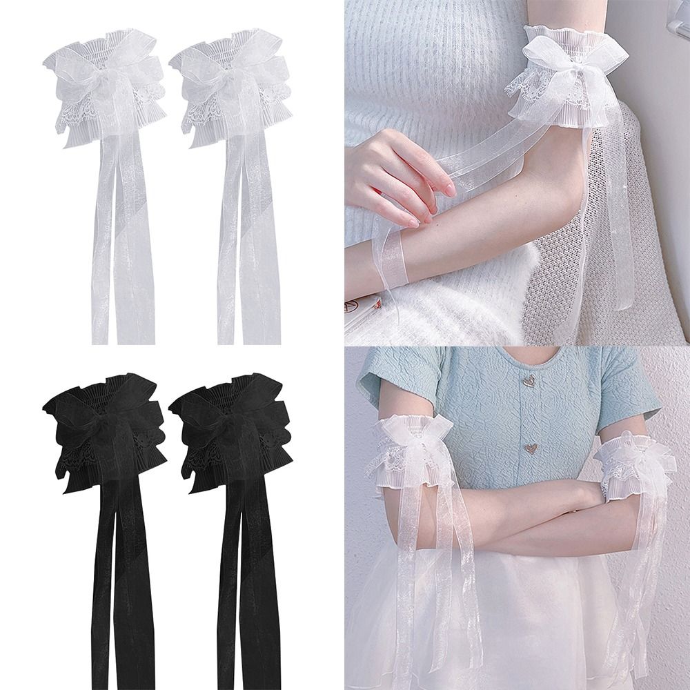 Arm Warmers Bowknot Arm Sleeve - Elastic Lace Trim 评论和价格