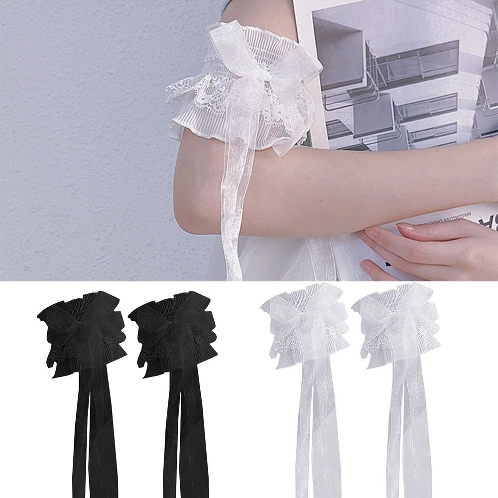 Arm Warmers Bowknot Arm Sleeve - Elastic Lace Trim 评论和价格