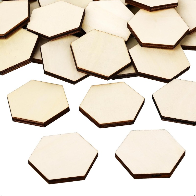 50PCS 4CM Unfinished Wood Hexa - Embellish Craft 评论和价格