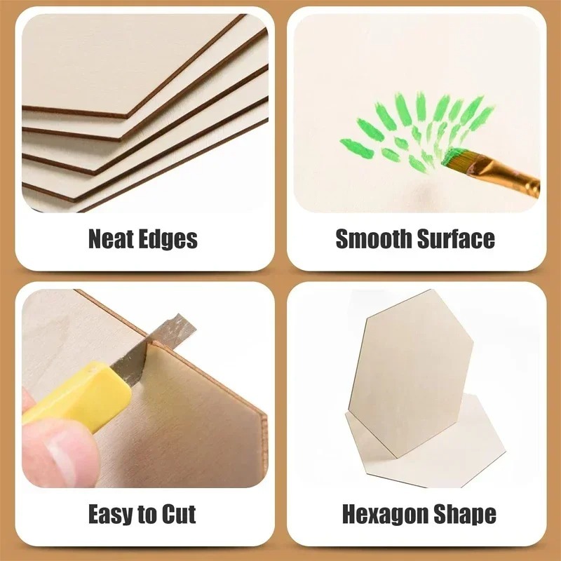 10-120mm Wooden Hexagon Blank  - Embellish Craft 评论和价格
