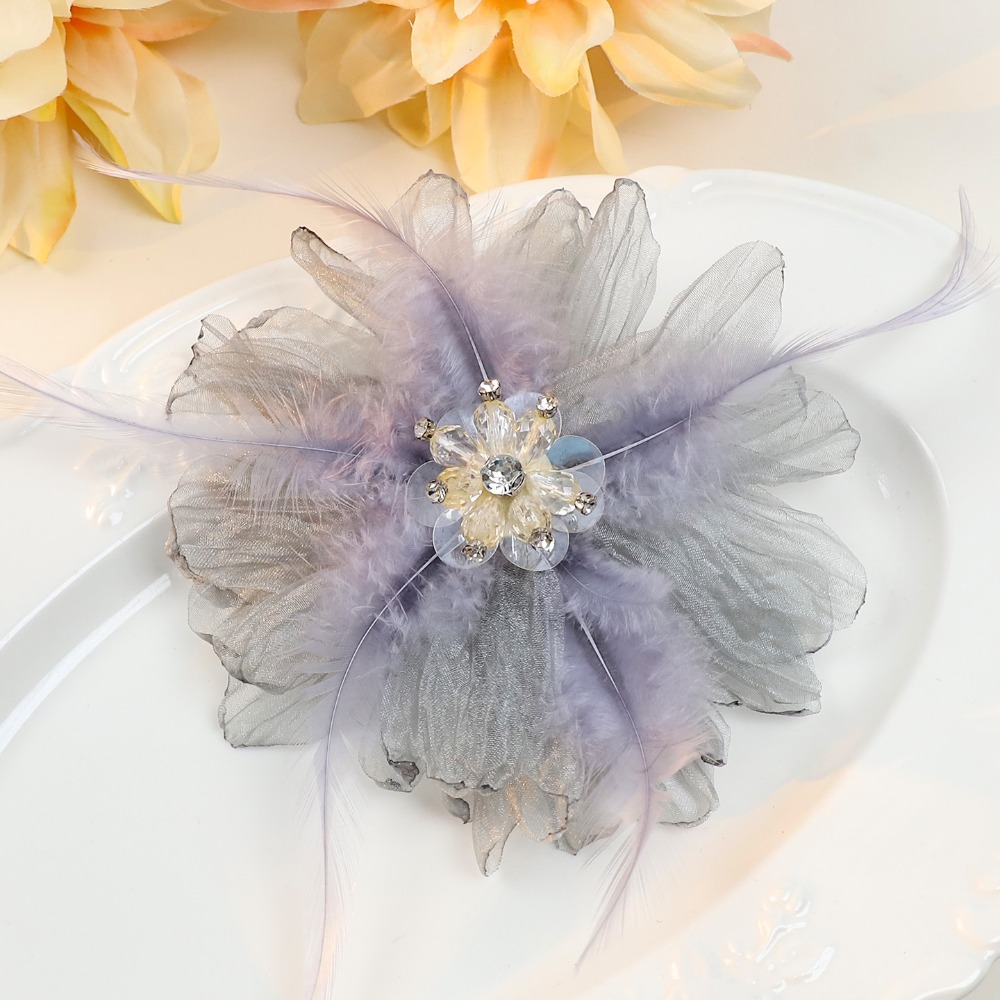 Handmade Mesh Feather Flower B - Crystal Mesh Fabric 评论和价格