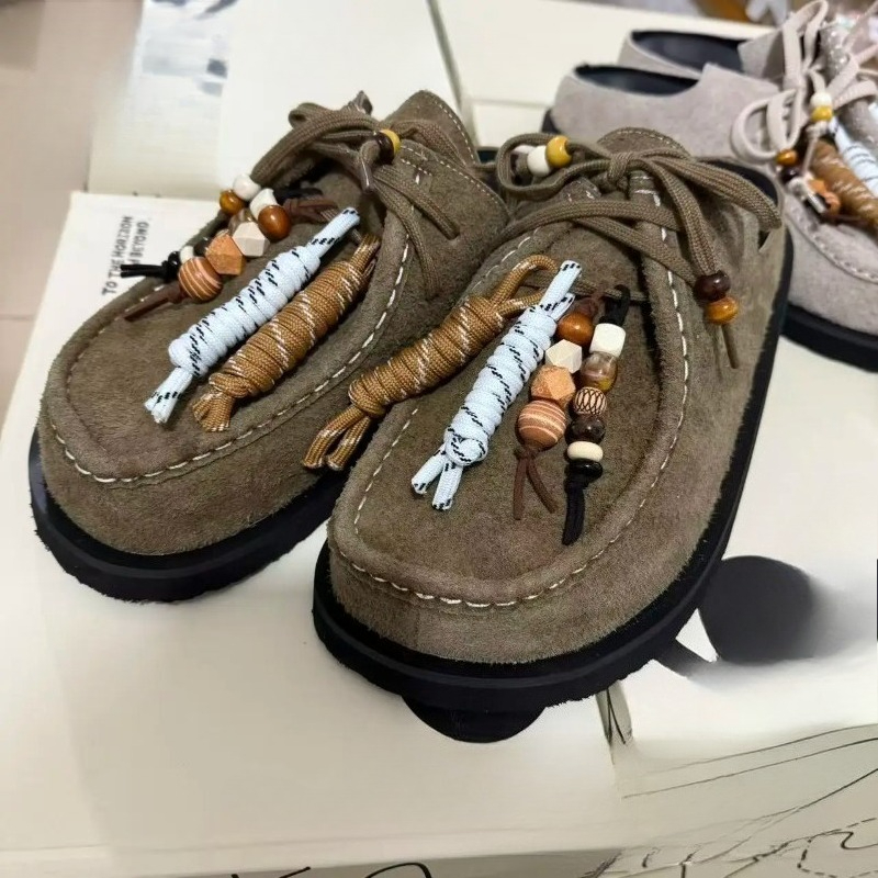 Women Men Clogs Cow Suede Leat - Guipure Lace Panel 评论和价格