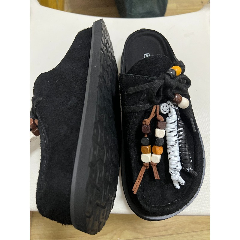 Women Men Clogs Cow Suede Leat - Guipure Lace Panel 评论和价格