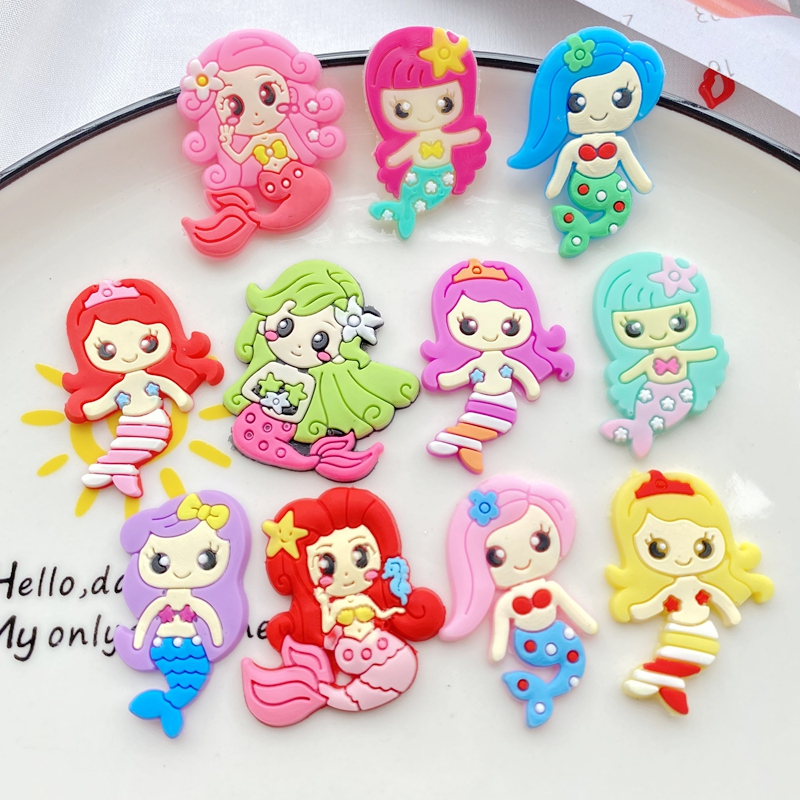 10pcs New Cute Cartoon Mermaid - Embellishment Glue Craft 评论和价格