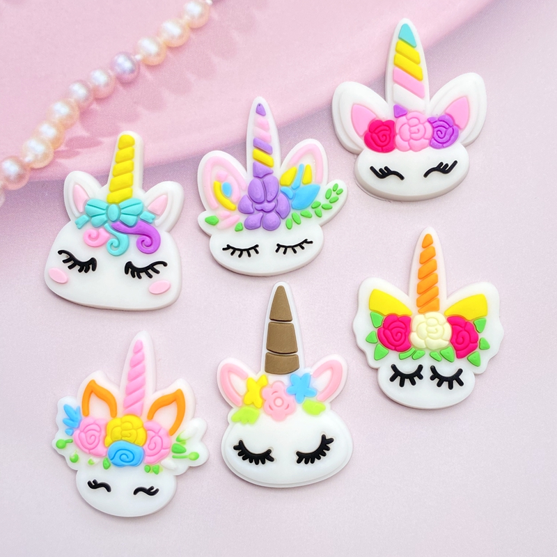 12pcs Cute Mini Unicorn head P - Embellishment Glue Craft 评论和价格
