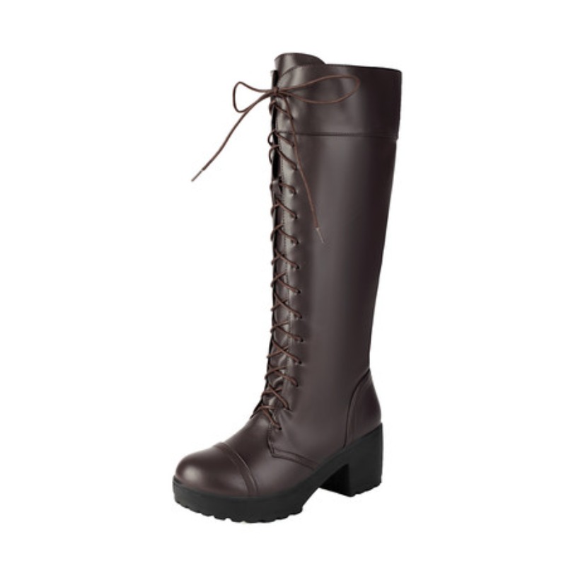 Womens Knee High Lace Up Comba - Guipure Lace Panel 评论和价格